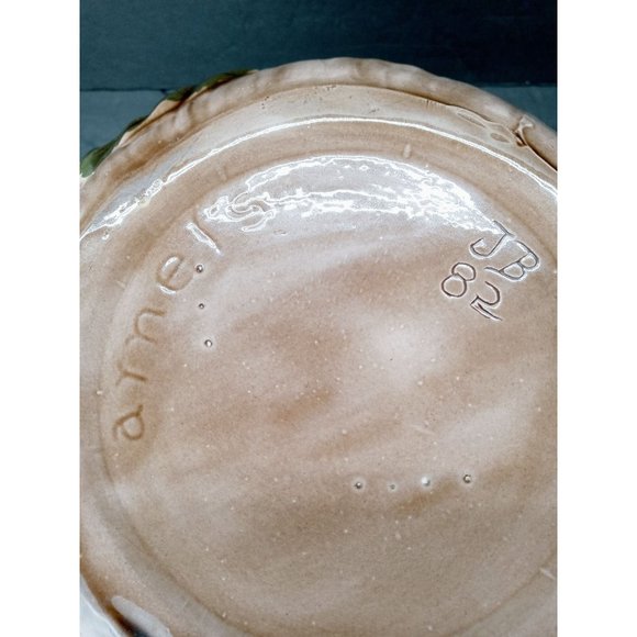 Vintage Mushroom Cookie Jar Orange Arnel's Hand Painted Ceramic Signed Canister - Picture 8 of 12